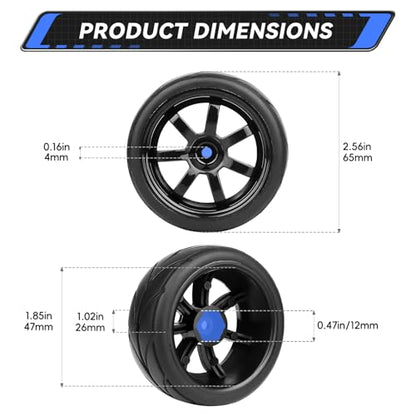 PreGlued 12mm Hex Hubs Wheel Rims&2.56" Rubber Tires for 1/10 On-Road Touring Car Drift for Traxxas 4tec 2.0 3.0 Tamiya TT02 TT01 HPI RS4 HSP Flying Fish Wltoys 144001 Kyosho Fazer (Edition A)