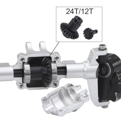 Aluminum Front Rear Portal Axle Complete Set+Brass Knuckle Cover for FMS FCX24 Power Wagon K5 FCX18 LC80 RC Crawler Upgrade Part