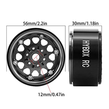 1.9 Inch Aluminum Alloy Beadlock Wheel Rim Hub 4pcs Suit for 1:10 RC Crawler Axial SCX10 SCX10 II TRX4 RC4WD D90(Grey 4 PCS) - color: Grey