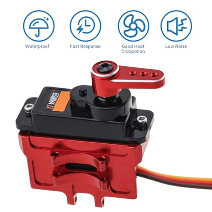 ES08MA ll 12g Metal Gear RC Servo Fit for Axial 1/24 SCX24 RC Crawler Cars with Servo Mount Bracket Arm Set and Steering Link Set