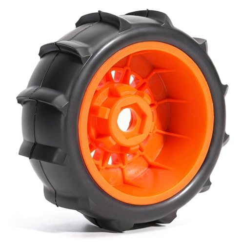 Pre-Glued Sand & Snow Paddle Wheel & Tire Set for 1/10 RC Truck Fits Slash, Arrma Fury/Senton, Tekno SCT410, HSP 94155, 117 x 45.5 mm, 12/14/17 mm Hex, 4 pcs, Orange - color: Orange