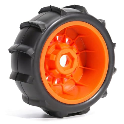Pre-Glued Sand & Snow Paddle Wheel & Tire Set for 1/10 RC Truck Fits Slash, Arrma Fury/Senton, Tekno SCT410, HSP 94155, 117 x 45.5 mm, 12/14/17 mm Hex, 4 pcs, Orange - color: Orange