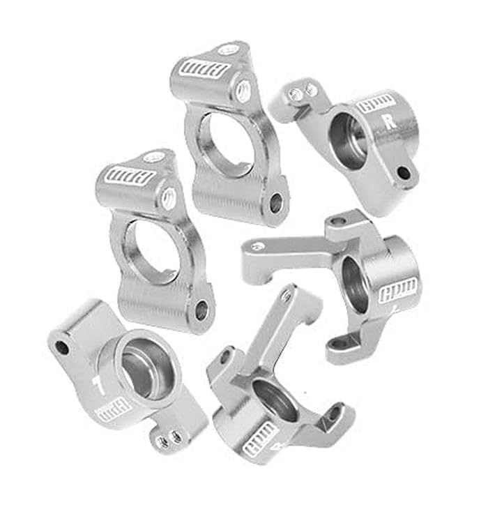 7075 Alloy Front Caster Blocks + Front Knuckle Arm + Rear Hubs Aluminum Upgrade Combo for LOSI 1:24 Micro-B 2WD Buggy RTR-LOS00007 / 1:28 Micro-T 2S 2WD RTR Stadium Truck-LOS-1392 Upgrades - Silver