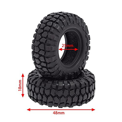 4PCS 48mm 1.0 Tires Tyre for 1/24 RC Crawler Car Axial SCX24 90081 AXI00002 Upgrade Parts
