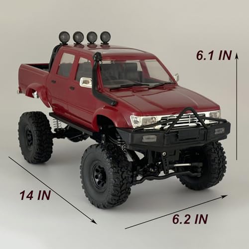 WPLDEWAN RC Crawler 1/16 Scale Remote Control Truck Off Road WPL C64-1 RC Rock Crawler 4x4 Pickup RTR All Terrain Upgraded Chassis Fully Proportional 2.4GHz Axle Mounted Servo Hobby Vehicle Adult