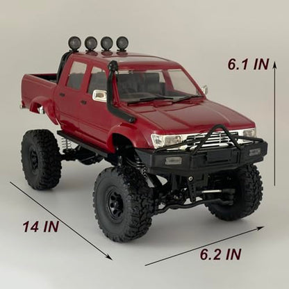 WPLDEWAN RC Crawler 1/16 Scale Remote Control Truck Off Road WPL C64-1 RC Rock Crawler 4x4 Pickup RTR All Terrain Upgraded Chassis Fully Proportional 2.4GHz Axle Mounted Servo Hobby Vehicle Adult