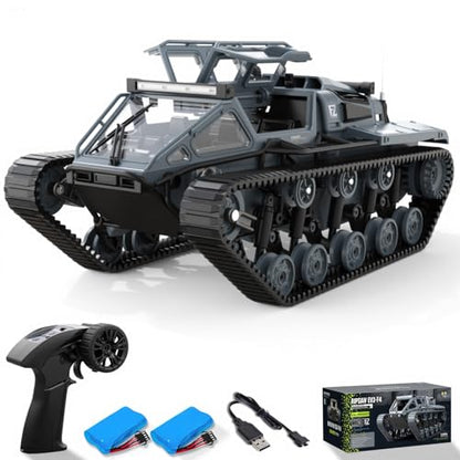 1:16 RC Tank Remote Control Tank Off-Road RC Truck 4WD RC Crawler 360°Rotating Drifting Car with 2 Batteries - color: Gray, size: 1:16