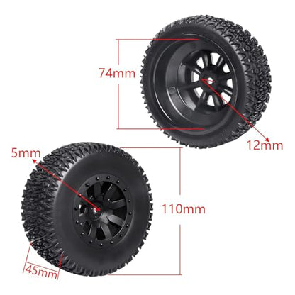 RC Wheel Set 4pcs Tires and Wheels Rims Pre-Glued SCT Tires for 1:10 RC Short Course Truck Slash 4x4 2WD VKAR 10SC HPI Losi SCT Redcat Blackout SC (Style B) - style: Style B