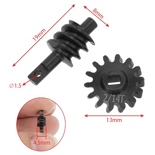 MEUS RACING SCX24 2-14T Overdrive Differential Helical Diff Gears Set for Axial SCX24 Deadbolt C10 JLU Gladiator Bronco 1/24 RC Crawler Car Upgrade Parts, 2 Sets - size: 2-14T