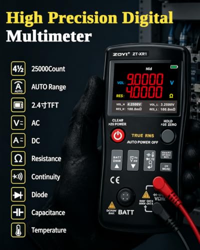 ZT-XR1 2 in 1 Battery Tester Multimeter, 0~±100V 4-Wire Internal Resistance Test, Auto Range 25000 Counts Multimeter Automotive Battery, Household Battery Test, Electronic Equipment Repair
