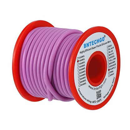 BNTECHGO 14 Gauge Silicone Wire Purple 25ft Stranded Tinned Copper Wire | Flexible 14 AWG Stranded Wire Silicone Rubber Insulation For RC Models, Drone, Robot, Battery, EV Charger, 3D Printer, DIY - color: Purple, size: silicone wire 25ft