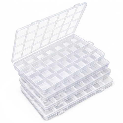 IOOLEEM Bead Organizer Box, 28 Grids 4 Pack Organizer Container Storage | Clear Plastic Dividers for bead arts and crafts for beading & jewelry storage & small items arts and crafts. - size: 28 Grids (4 pack)