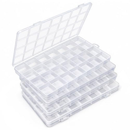 IOOLEEM Bead Organizer Box, 28 Grids 4 Pack Organizer Container Storage | Clear Plastic Dividers for bead arts and crafts for beading & jewelry storage & small items arts and crafts. - size: 28 Grids (4 pack)