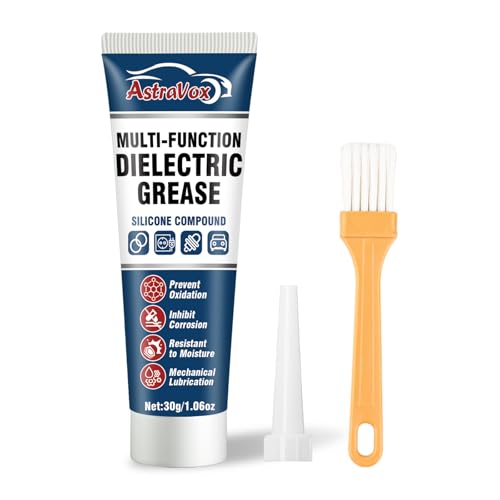 AstraVox Silicone Dielectric Grease for Electrical Connectors Automotive | Dialectric Grease with a Brush, Spark Plug, O Rings, Marine Waterproof & Heat-resistant & Insulating 1oz (1pcs)