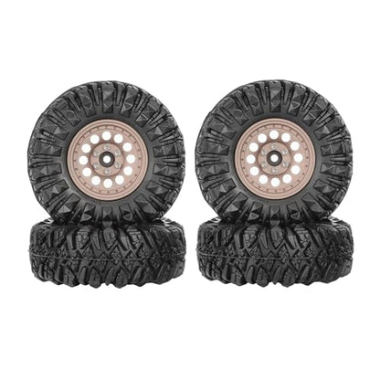 4PCS 1.3" Aluminum Alloy Beadlock Wheel Rims All-Terrain Tyre 70mm Rubber Tires Set with 5mm & 7mm Hex for 1/12 1/14 1/18 1/24 RC Rock Crawler Car Upgrade Parts (B-Brown) - color: B-brown