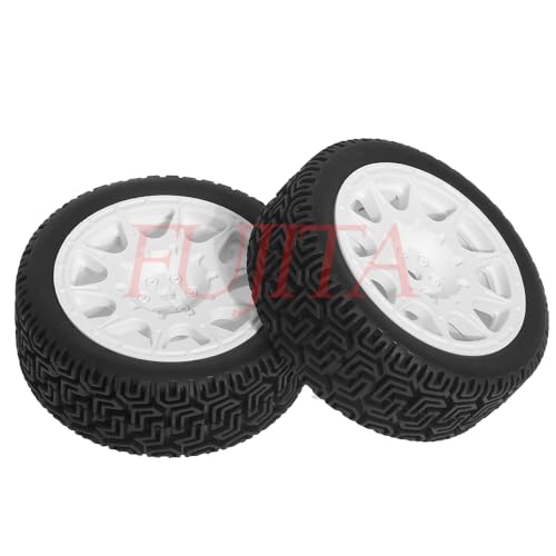 fujita 1/10 RC ON-Road Rubber Racing Tire Rim 68mm OD for 1/10 RC Rally Car Tamiya XV01 XV02 TT02 PTG HSP RGT Kyosho FAZER MK2 PTG （White A） - color: White a