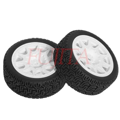 fujita 1/10 RC ON-Road Rubber Racing Tire Rim 68mm OD for 1/10 RC Rally Car Tamiya XV01 XV02 TT02 PTG HSP RGT Kyosho FAZER MK2 PTG （White A） - color: White a