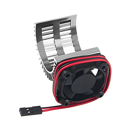 RC Motor Heatsink 540 545 550 Brushless Brushed Electric Engine Heat Sink with 5-6V Cooling Fan Compatible with Traxxas HSP HPI Wltoys Himoto Axial Tamiya 1/10 RC Crawler Truck Car (Silver) - color: Silver