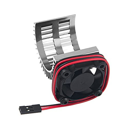 RC Motor Heatsink 540 545 550 Brushless Brushed Electric Engine Heat Sink with 5-6V Cooling Fan Compatible with Traxxas HSP HPI Wltoys Himoto Axial Tamiya 1/10 RC Crawler Truck Car (Silver) - color: Silver