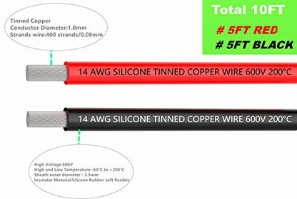 TUOFENG 14 AWG Electrical Wire - Flexible Tinned Copper, Red/Black 10ft - size: 14 AWG 2 colors wire 5ft