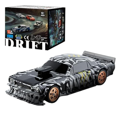 HERR RC Electric Mini Racing Drift Car Model 1:43 Scale 2.4G Full Scale Linkage Light Set Max Speed 15km/h Indoor Mini RC Toys Hobbyist Gift Black White (RTR Version/Black White), K9F06BSZ2517ZXMV2 - color: Black White