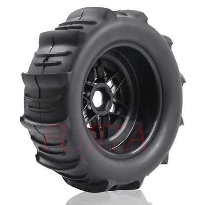 fujita 1/7 1/8 RC Off-Road Truck tyre Set Desert Beach Snow tyre 140mm OD for TRX UDR 85086-4 ARRMA Mojave EXB YK4072 4073 YKDF7 TB7 /17mm hex (Black) - color: Black
