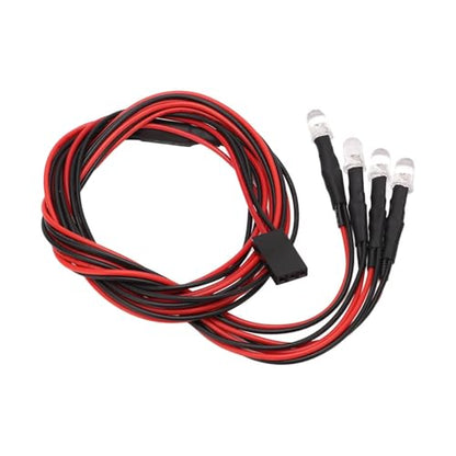 HERCHR 5PCS RC LED Light Kit, 5mm Headlights/Taillight Kit (2 White 2 red) for Hsp, Redcat, Axial, Scx10, D90, Hpi RC Cars Crawler Light Accessories
