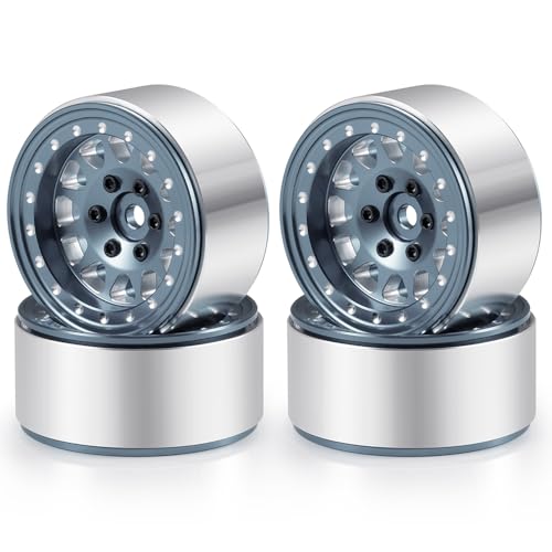 RCLIONS Aluminium 1.3" RC Beadlock Wheel Hub Rims for 1/24 1/18 TRX4M AXIAL SCX24 RC Crawler Car Upgrade Parts (Titanium) - color: Titanium