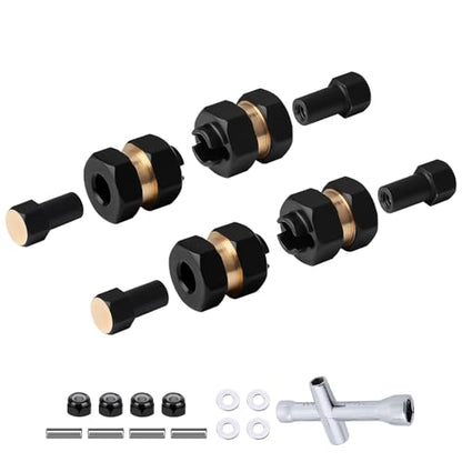 4pcs Brass Extended 7mm Hex Wheel Hubs Extension Adaptor Combiner Coupler for Axial SCX24 Upgrades 1/24 RC Crawler Car Replacement