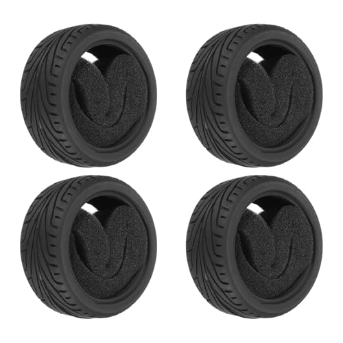 uxcell 4pcs Soft Rubber RC Car Tires for 1/10 Scale Touring On-Road Racing - 66mm x 26mm Performance Tyre, Black