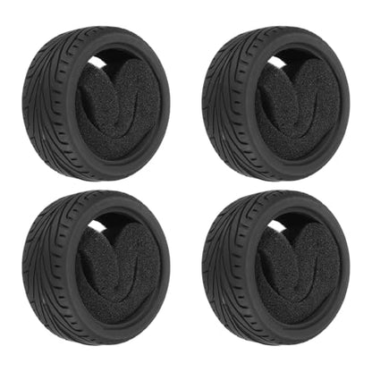 uxcell 4pcs Soft Rubber RC Car Tires for 1/10 Scale Touring On-Road Racing - 66mm x 26mm Performance Tyre, Black