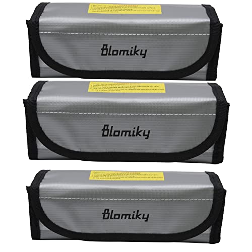 Blomiky 3 Pack 18.5 * 7.5 * 6cm Li-polymer Fireproof Explosionproof Safe Bag Suitable Case for 3.7V 7.4V 11.1V 14.8V 22.2V 100mAh-8000mAh Lithium-ion Li-Po or Ni-CD Ni-MH Battery/Lipo Case *3