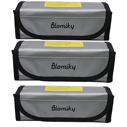 Blomiky 3 Pack 18.5 * 7.5 * 6cm Li-polymer Fireproof Explosionproof Safe Bag Suitable Case for 3.7V 7.4V 11.1V 14.8V 22.2V 100mAh-8000mAh Lithium-ion Li-Po or Ni-CD Ni-MH Battery/Lipo Case *3