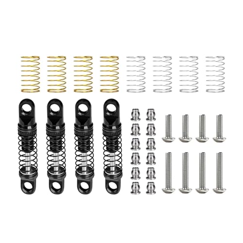RC Crawlers Components for Axial for Bronco for Wrangler Scx30 1/30 4Pcs 26mm Alloy Adjustable Shock Set Upgrade Repair Parts Spare Toy Models - color: Black