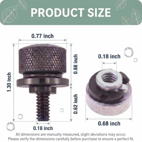 2PCS Motorcycle Seat Bolt Screw Rear Mount Screw Kit, Aluminum Alloy Quick-Release Fender Seat Hardware Kit, Compatible with Harley Davidson Sportster Touring Softail Dyna 1996-2024 (Black)