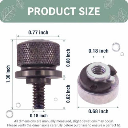 2PCS Motorcycle Seat Bolt Screw Rear Mount Screw Kit, Aluminum Alloy Quick-Release Fender Seat Hardware Kit, Compatible with Harley Davidson Sportster Touring Softail Dyna 1996-2024 (Black)