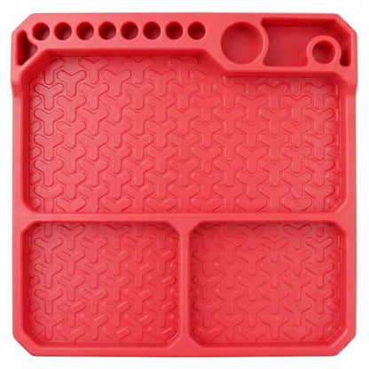 OGRC Silicone Tool Tray, Parts Organizer RC Screw Storage Plate Holder Mat | 160×160mm, with Detachable Magnetic Mats, Red - color: Red