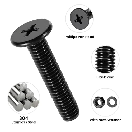 231Pcs Machine Screws and Nuts Assortment Kit,M4 M5 M6 Phillips Flat Round Head 304 Stainless Steel Metric Nuts and Bolts Washers Kit Black,for Wall Plate Switch/Furniture Assembly - size: M4/5/6 231PCS SS Machine Black