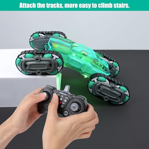 FUNiOi Cool 8WD RC Stunt Car for Kids Ages 6 7 8-12 13 14 Year Old - Remote & Gesture Hand-Controlled Toy with Lights & Music, Rotating Drift Car for Boys, 2.4Ghz - style: 8WD