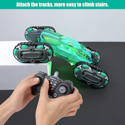 FUNiOi Cool 8WD RC Stunt Car for Kids Ages 6 7 8-12 13 14 Year Old - Remote & Gesture Hand-Controlled Toy with Lights & Music, Rotating Drift Car for Boys, 2.4Ghz - style: 8WD