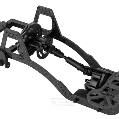 RC Front Mounted Transmission LCG Carbon Fiber Chassis Kit Upgrades Part for 1/10 RC Crawlers SCX10 SCX10 II Capra 1.9 UTB and Other DIY Builds,Carbon Fiber Chassis &Alloy Gearbox,Black - color: Black(1set)