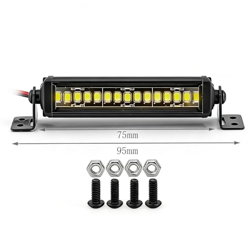 stmu 2.98 Inch 15 LED RC Light Bar Aluminum RC Roof Light Kit, RC Crawler Accessories Compatible with Axial SCX10 Traxxas TRX4 TRX4M Arrma Senton Redcat GEN7 1/10 & 1/18 Scale
