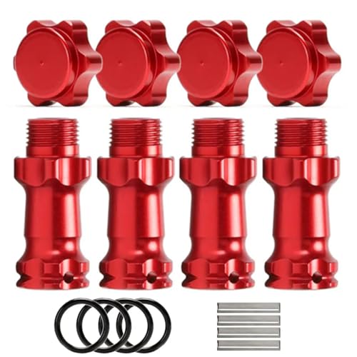Aluminum 17mm Wheel Hub Hex 30MM Extension Adapter with Pins + O Ring for 1/8 HSP RC Hobby Car Buggy Monster Truck 2 Sets(Red) - color: Red