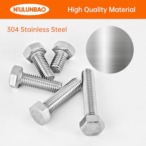 M5 x 8mm 12mm 16mm 20mm 25mm Heavy Duty Hexagon Bolts Hex Head Screws, 304 Stainless Steel, Metric Fully Thread, Machine, Bright Finish, Assortment Kit 50PCS - size: M5 x 8/12/16/20/25mm (50PCS)