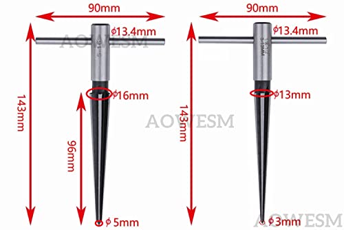 AOWESM Guitar Tapered Reamer Set — 3–13 mm & 5–16 mm (2-Piece Set) | 1/8″–1/2″ & 1/2″–5/8″ Bridge Pin Hole Hand-Held Taper Reamer — 6-Flute Chamfering Reamer for Guitar Luthiers and Woodworkers