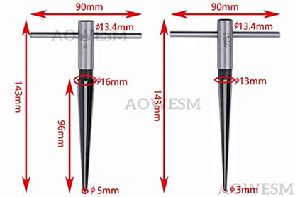 AOWESM Guitar Tapered Reamer Set — 3–13 mm & 5–16 mm (2-Piece Set) | 1/8″–1/2″ & 1/2″–5/8″ Bridge Pin Hole Hand-Held Taper Reamer — 6-Flute Chamfering Reamer for Guitar Luthiers and Woodworkers
