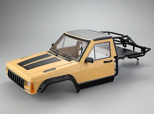 Hard Plastic RC Crawler Body Cab & Back-Half Cage Body Car Shell Upgrades Part for 1/10 RC Crawler Car for Axial SCX10 II 90046 TRX4 Redcat GEN8 (Yellow) - color: Yellow