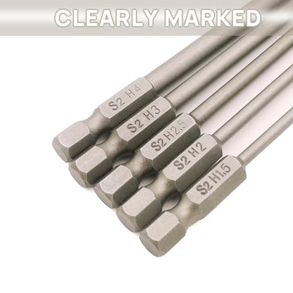 RC Hex Bit 1.5mm 2.0mm 2.5mm 3.0mm 4mm for Electric Screwgun/Power Drill | 6 Inch Power Bits,Hex Head Allen Wrench Drill Bit Set,Professional Grade ¼ Inch Hex Shank for Screwdrivers,High Quality Steel - size: 5 PCS