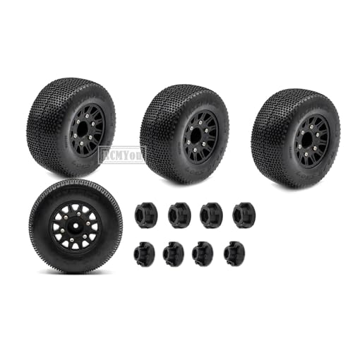 12mm/14mm Hex Rc Truck Tires,RC Wheels Tires for 1/10 Slash 2WD 4×4,Axia1/Arrm a Senton/Re dcat Rc 4wd,Hex Detachable Replacement Running on Off-Road Tire,on-Road Tires,4-Pack,Black