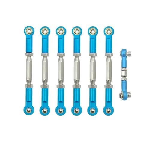 RC Car Rod Linkage Compatible with Traxxas for Slash 4X4/2WD 1/10 RC Car Upgrade Parts 1 Set 7 Pcs Metal Turnbuckle Camber Link End Adjustable Kit(Blue) - color: Blue